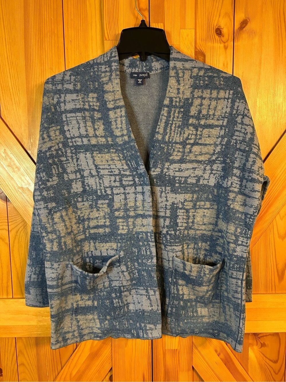 J. Jill Pure Jill Indigo Oversized Cardigan Sweater XS Pettite Single Snap Butto